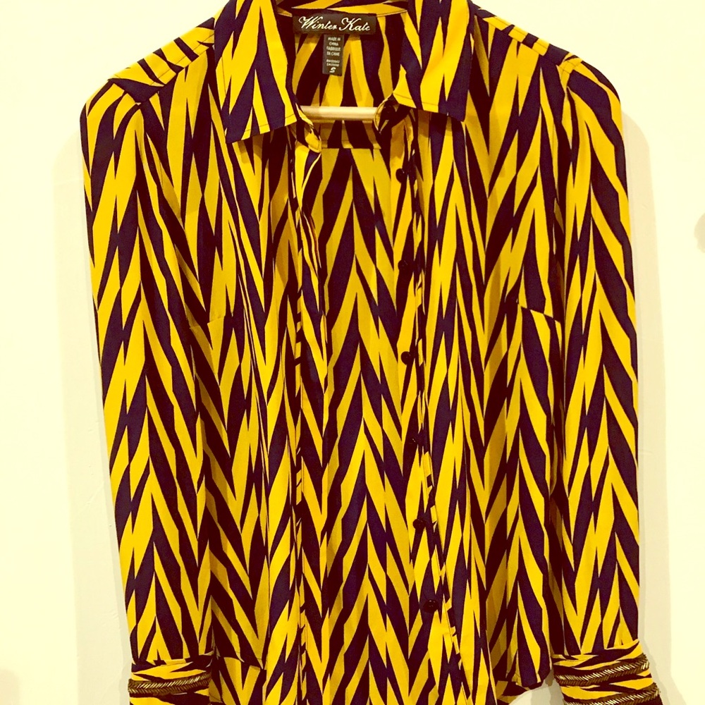 Winter Kate blouse w/modern pattern, beaded cuffs.